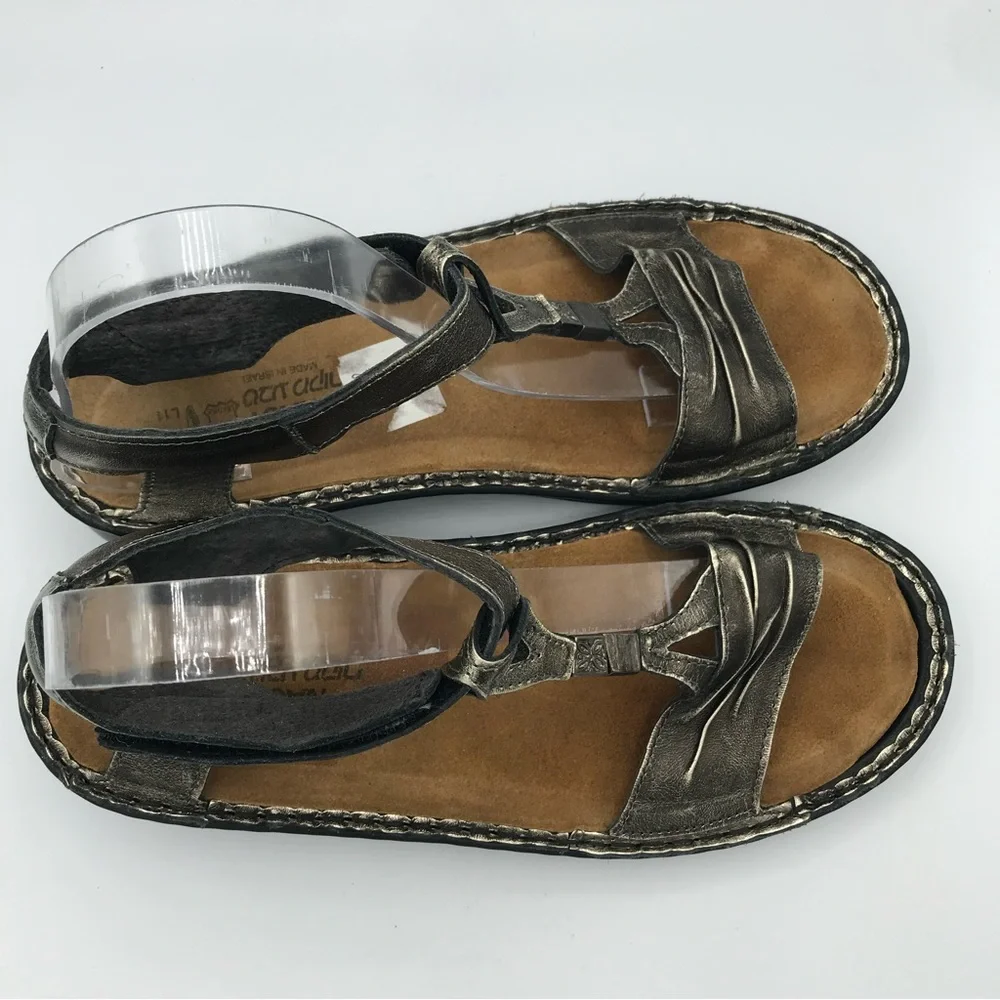 NAOT Cymbal Metallic Gladiator Ankle Strap Flat‎ Leather Sandals Sz 42 US 11 EUC